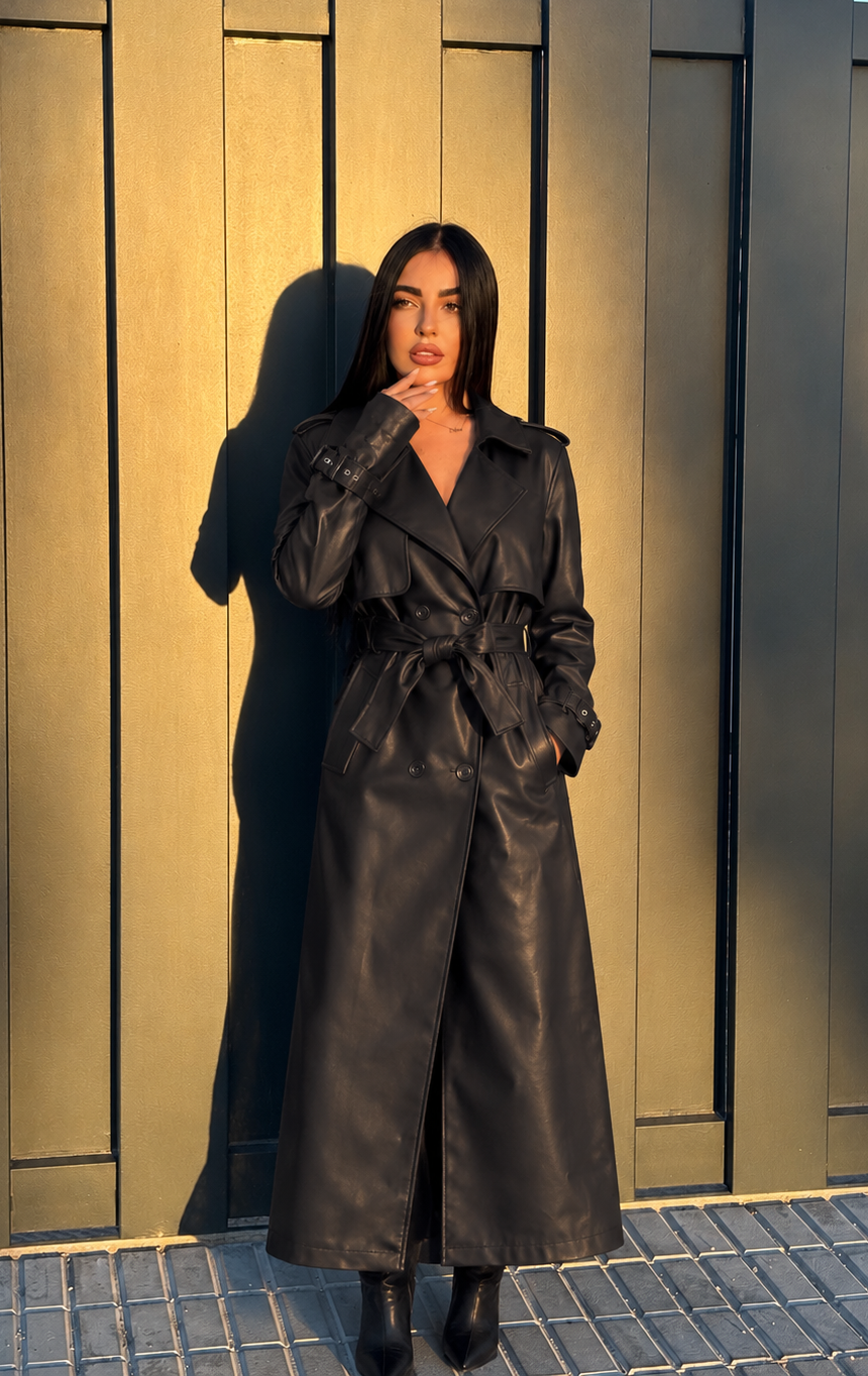 Gabardina Larga Efecto Piel