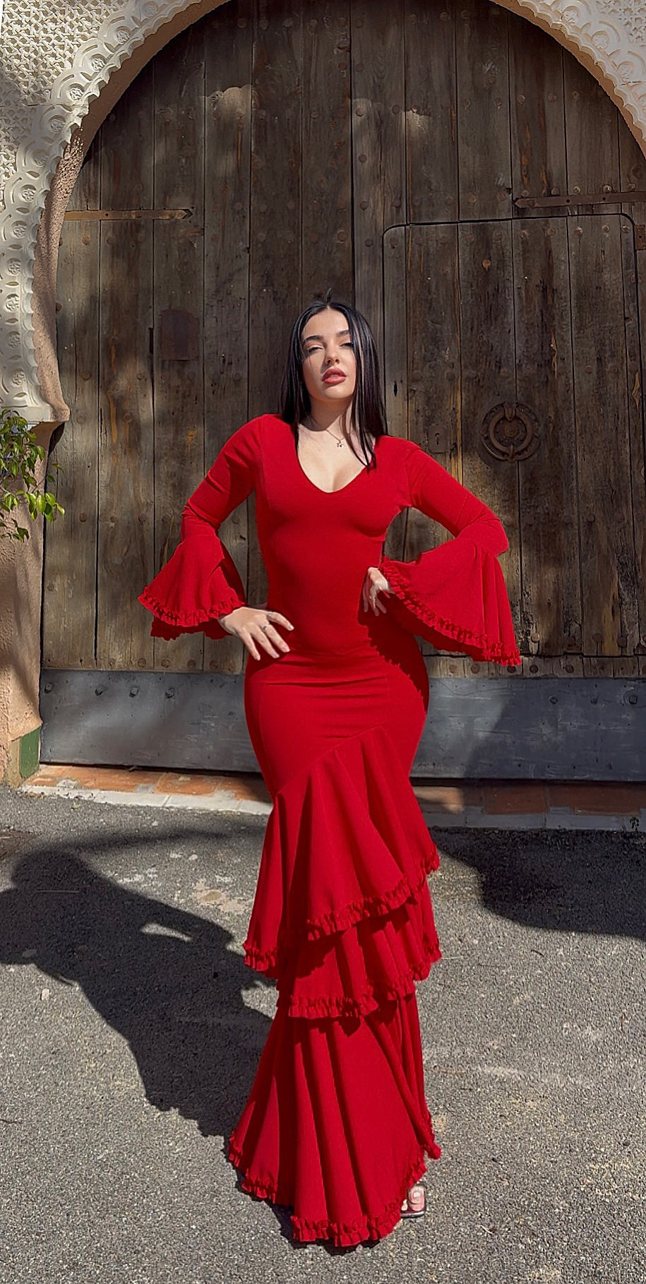 Traje rojo tendencia