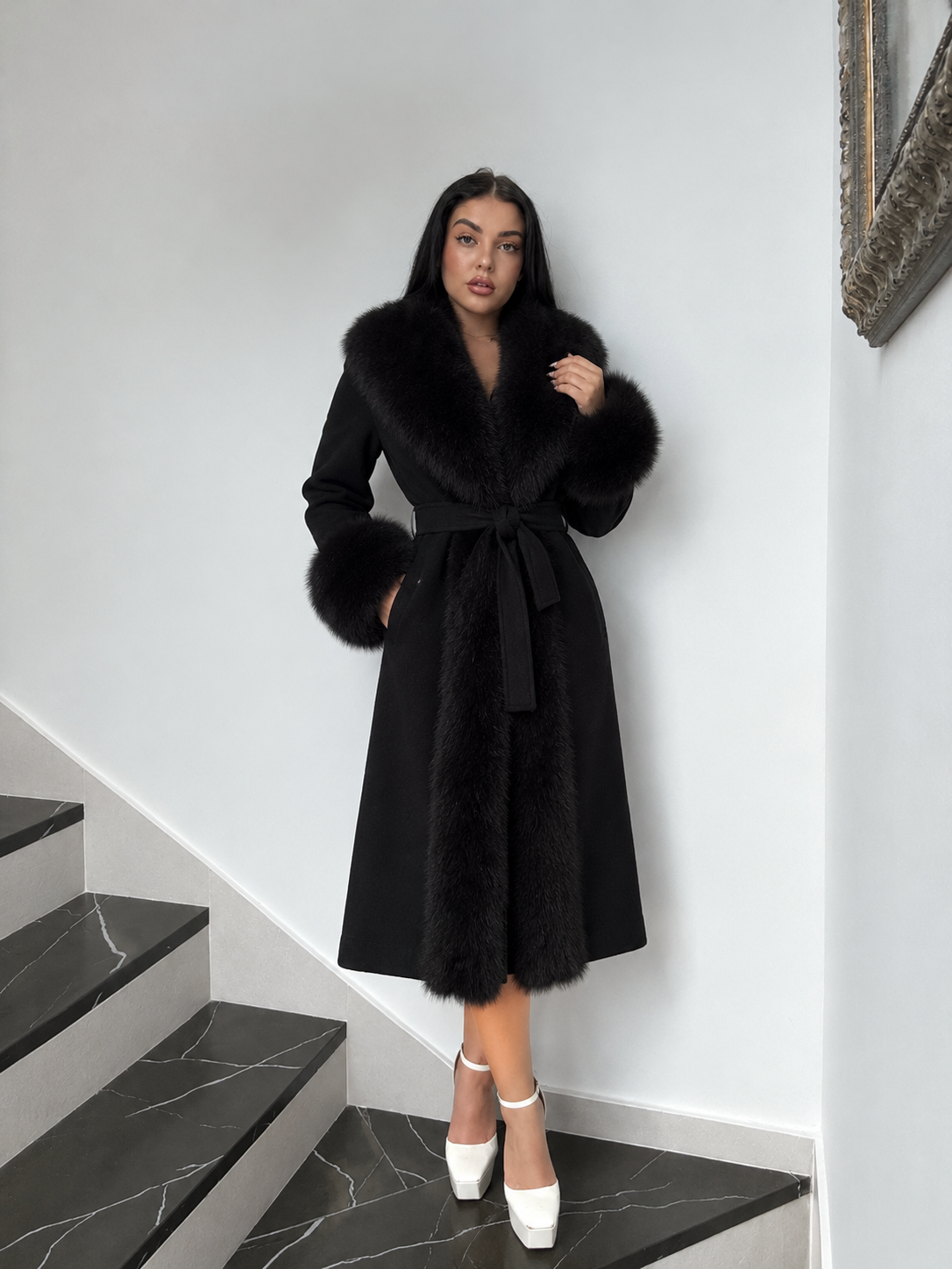 Chaqueta Larga de Pelo Cuello Maxi