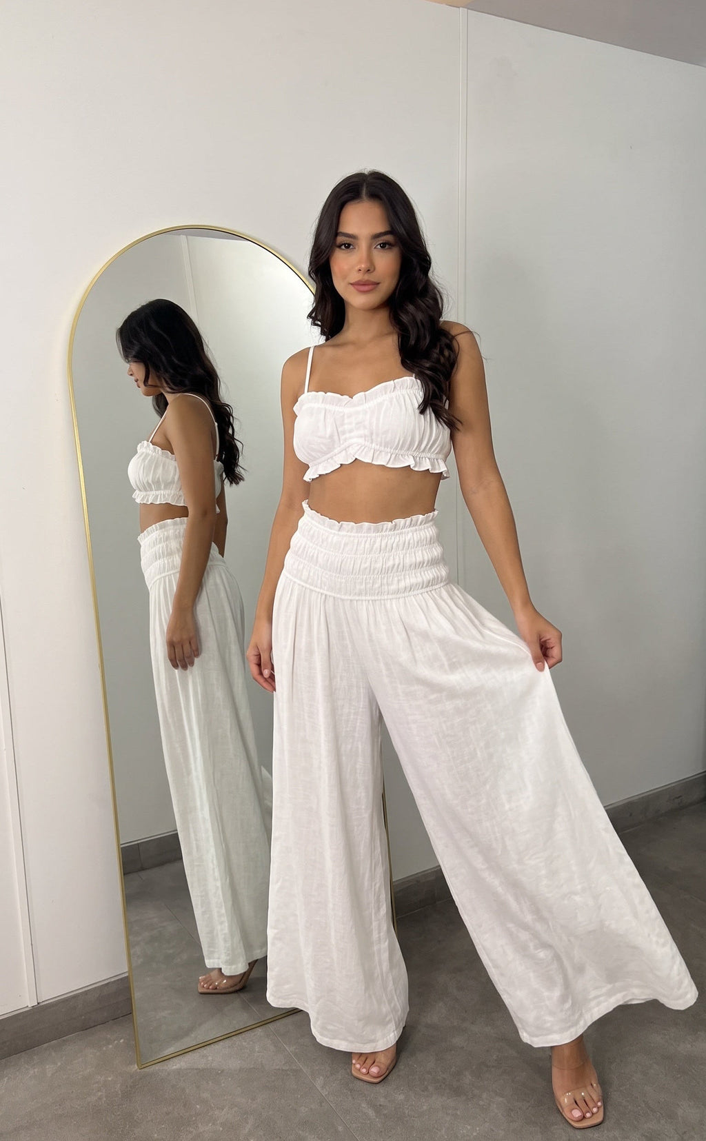 Conjunto Top Fruncido y Pantalón Fluido