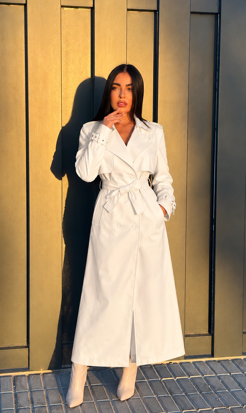 Gabardina Larga Efecto Piel