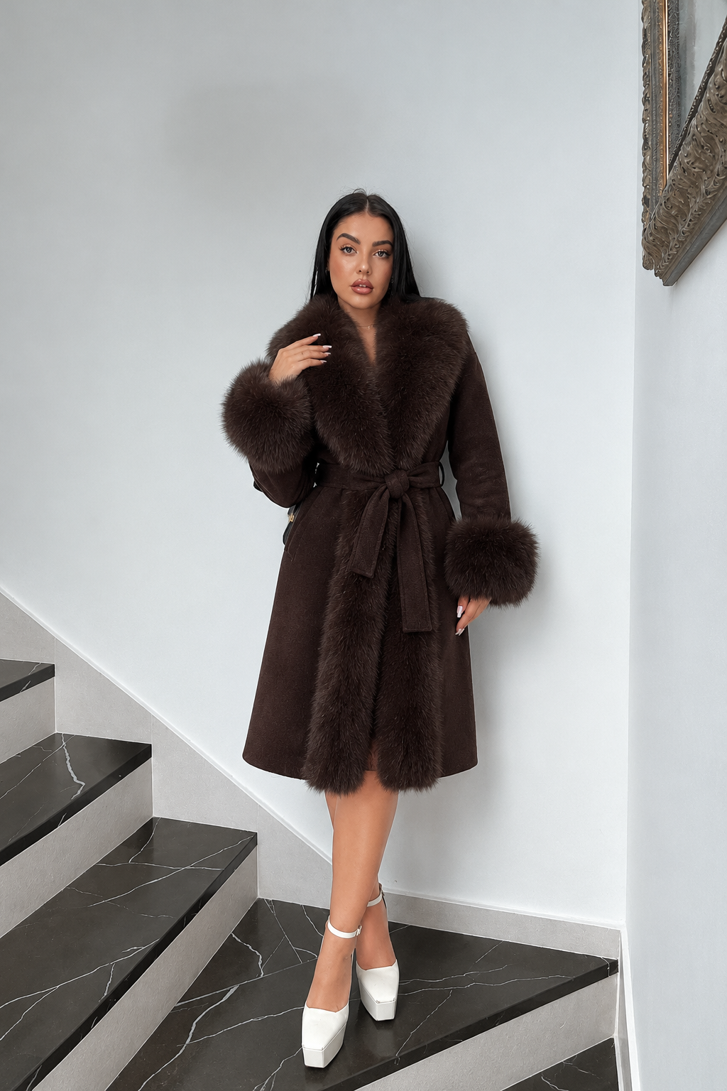 Chaqueta Larga de Pelo Cuello Maxi