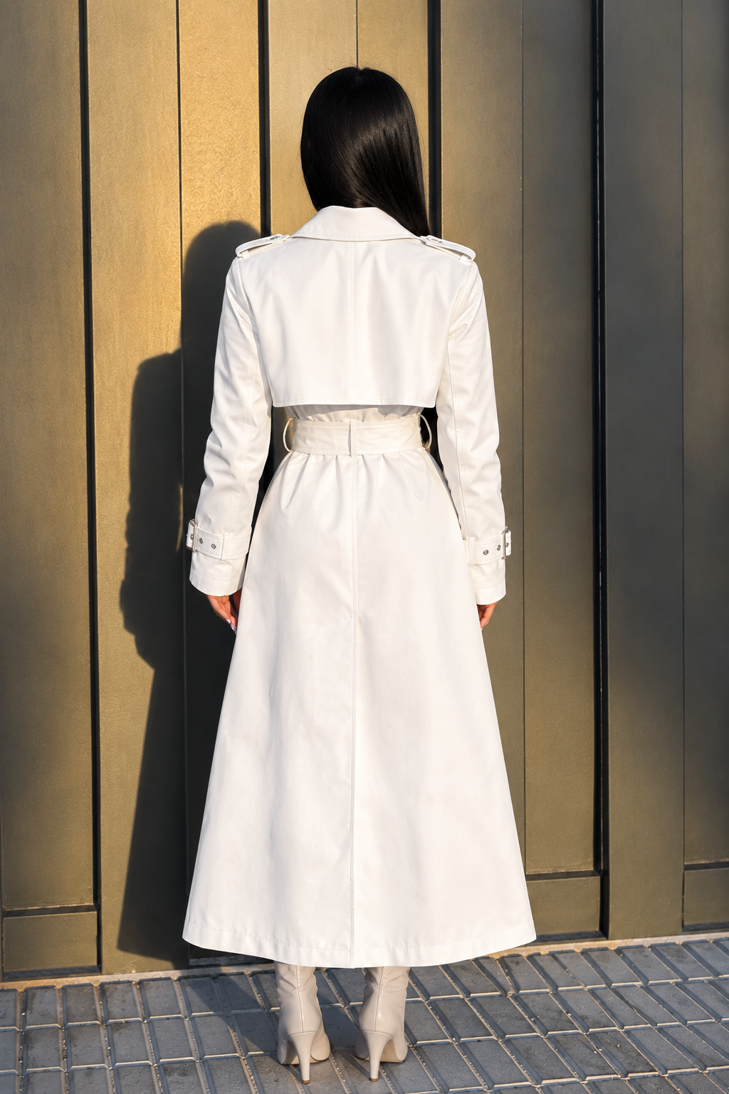 Gabardina Larga Efecto Piel