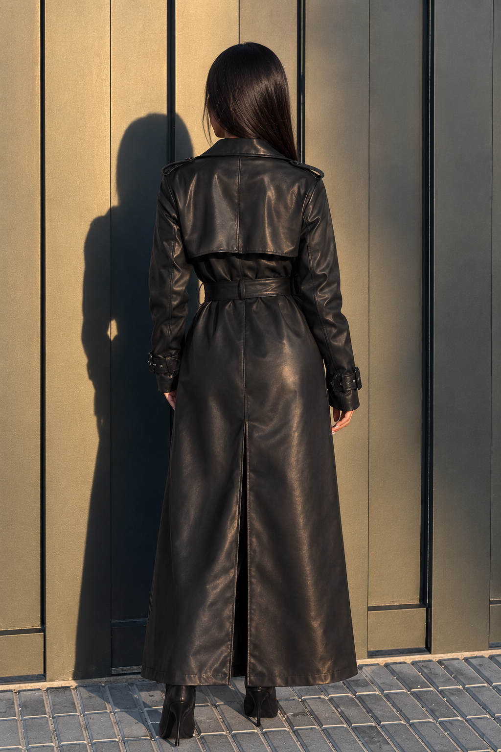 Gabardina Larga Efecto Piel
