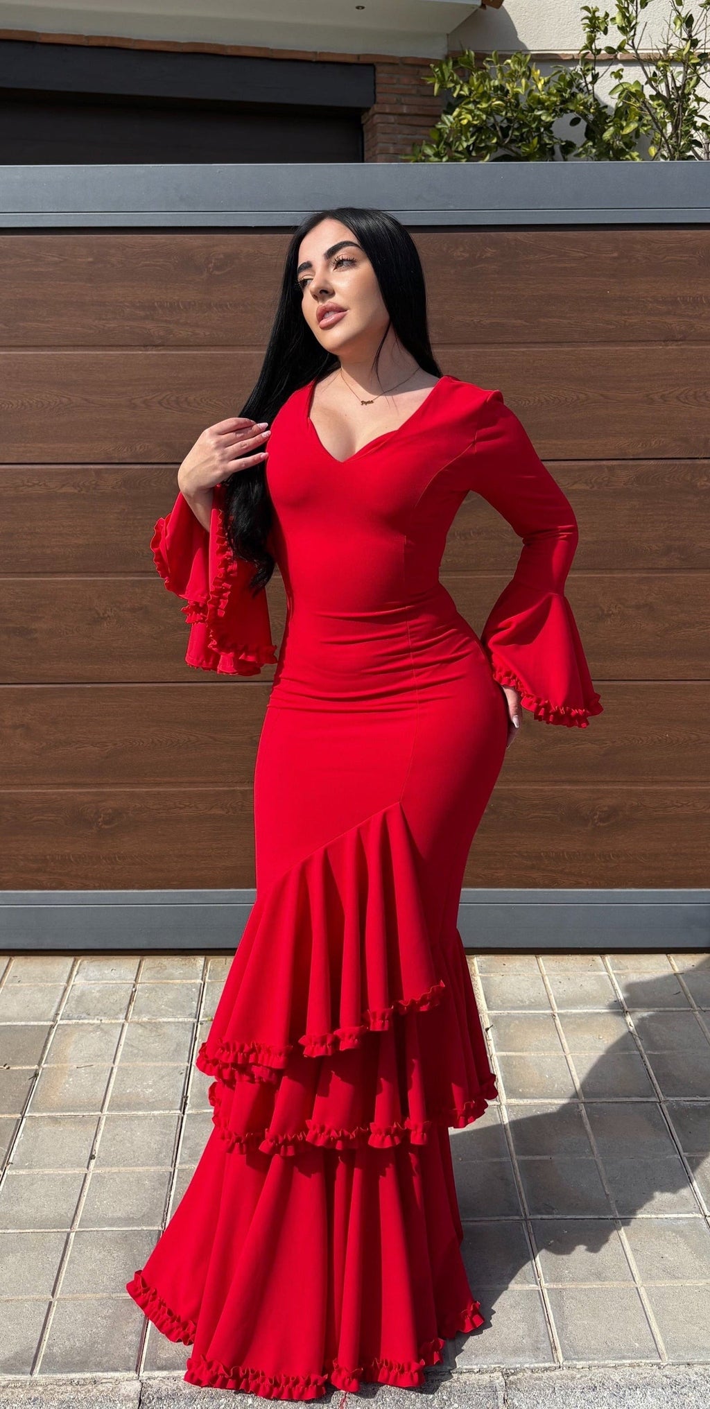 Traje rojo tendencia