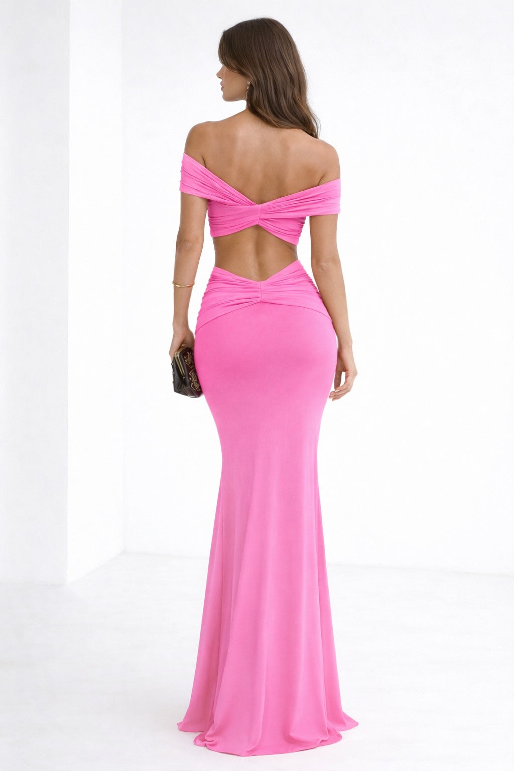 Conjunto largo drapeado con top halter